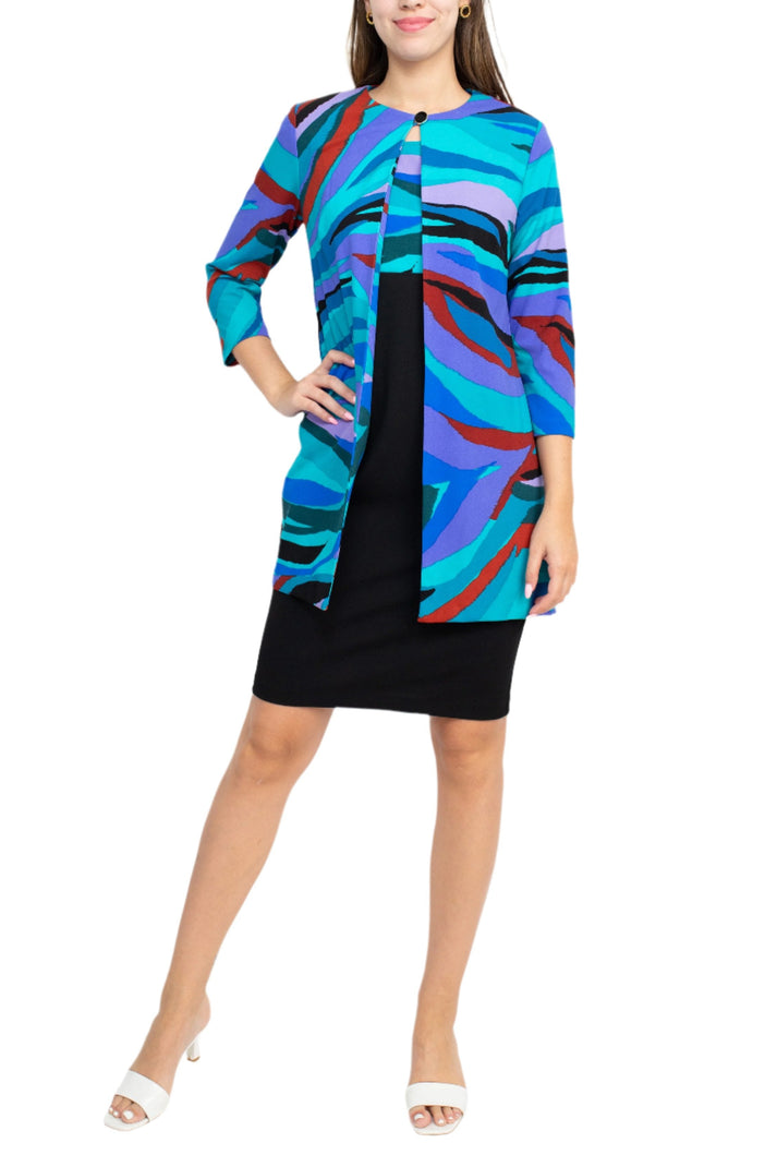 Danny & Nicole 27141M Short Cocktail Multi Print Fitted Jacket Dress