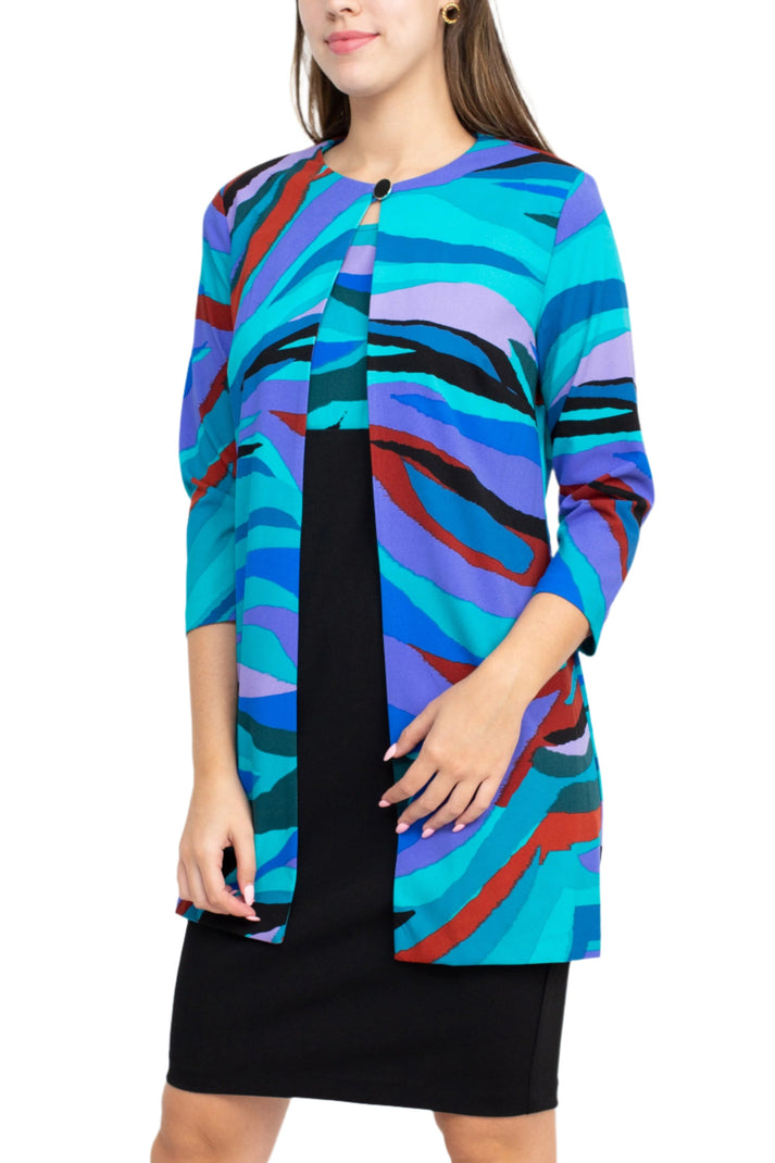 Danny & Nicole 27141M Short Cocktail Multi Print Fitted Jacket Dress