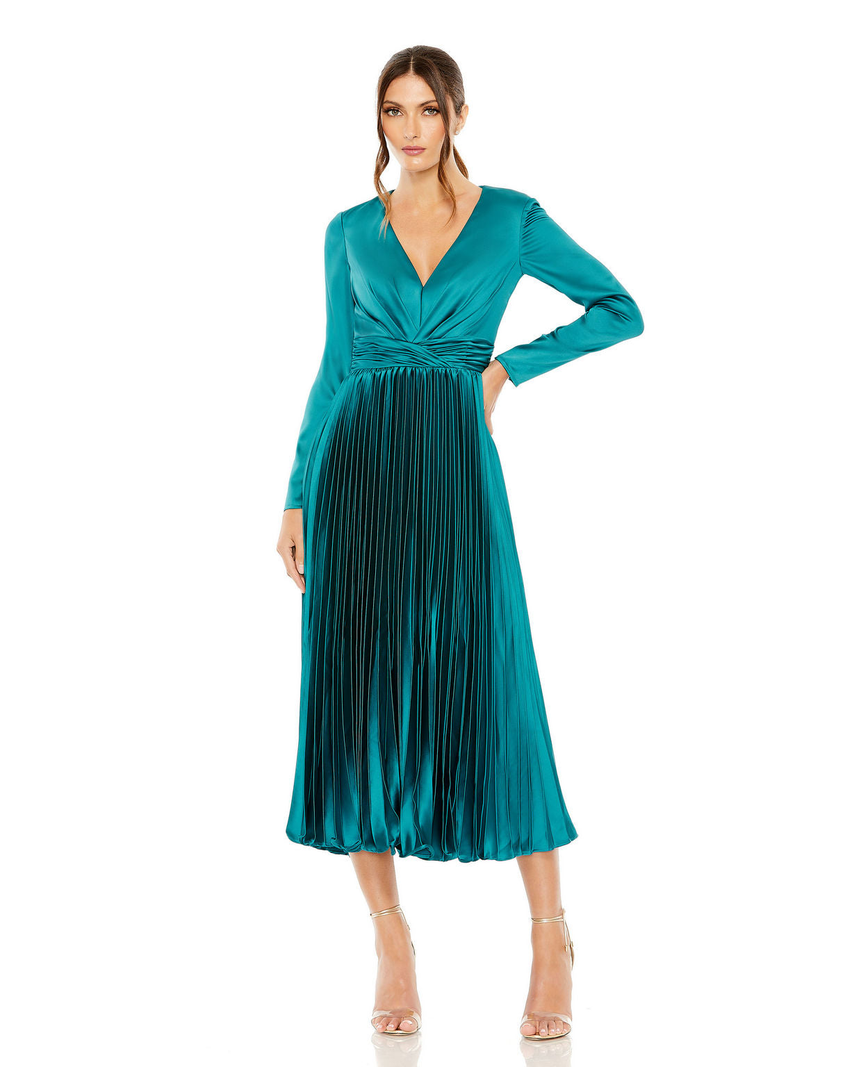 Long Sleeve Pleated Dress Formal Midi Mac Duggal 27148 The Dress Outlet Long Sleeve Pleated Dress Formal Midi Mac Duggal 27148 The Dress Outlet