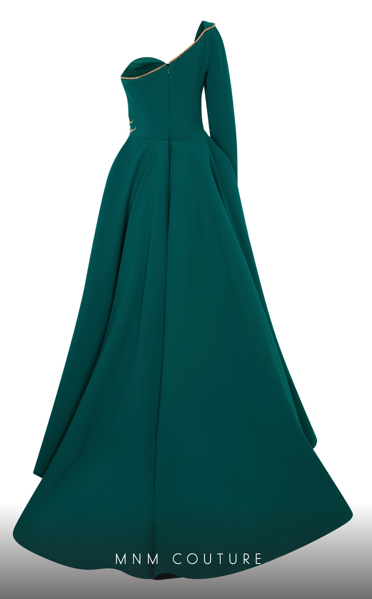 One-Shoulder Floor-Length Crepe Formal A-Line MNM Couture 2719