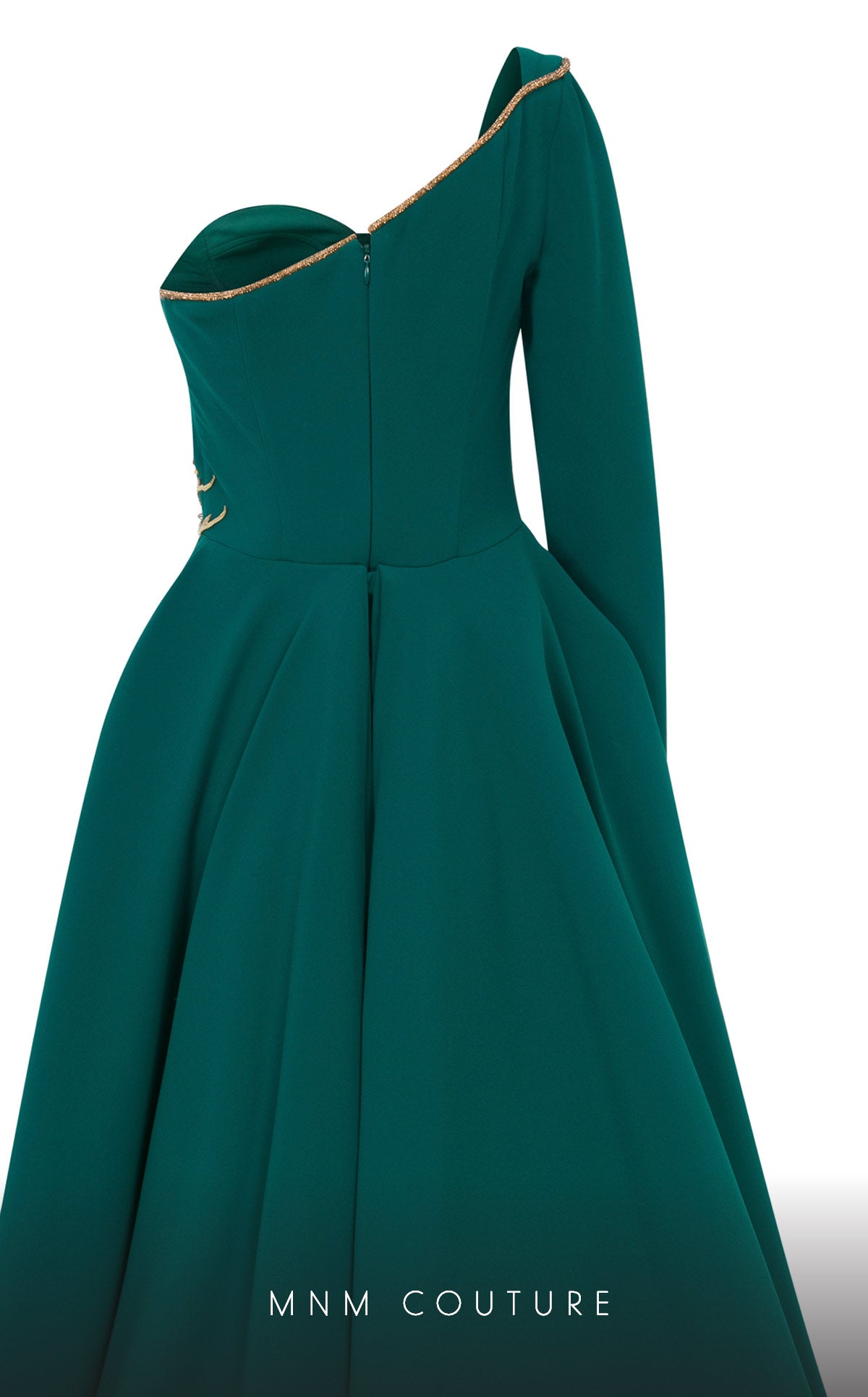 One-Shoulder Floor-Length Crepe Formal A-Line MNM Couture 2719