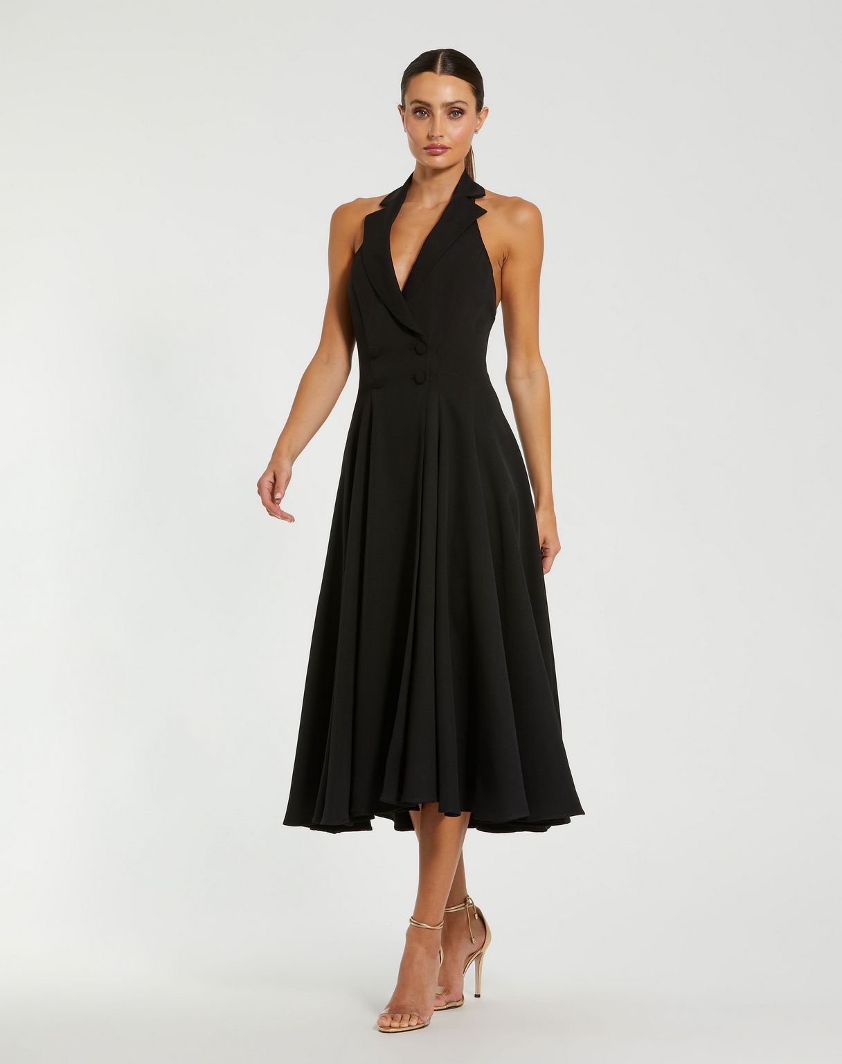 Mac Duggal 27252 A Line Tea Length Evening Formal Dress