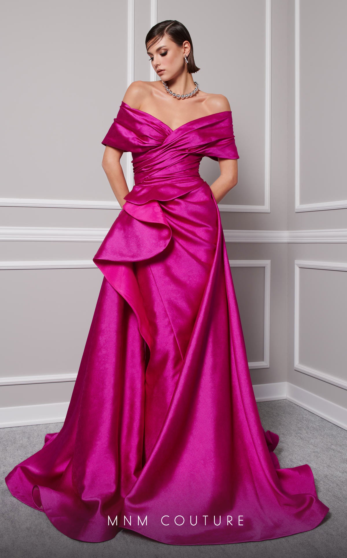 MNM Couture 2747A Ruffle Long Formal Overskirt Evening Dress