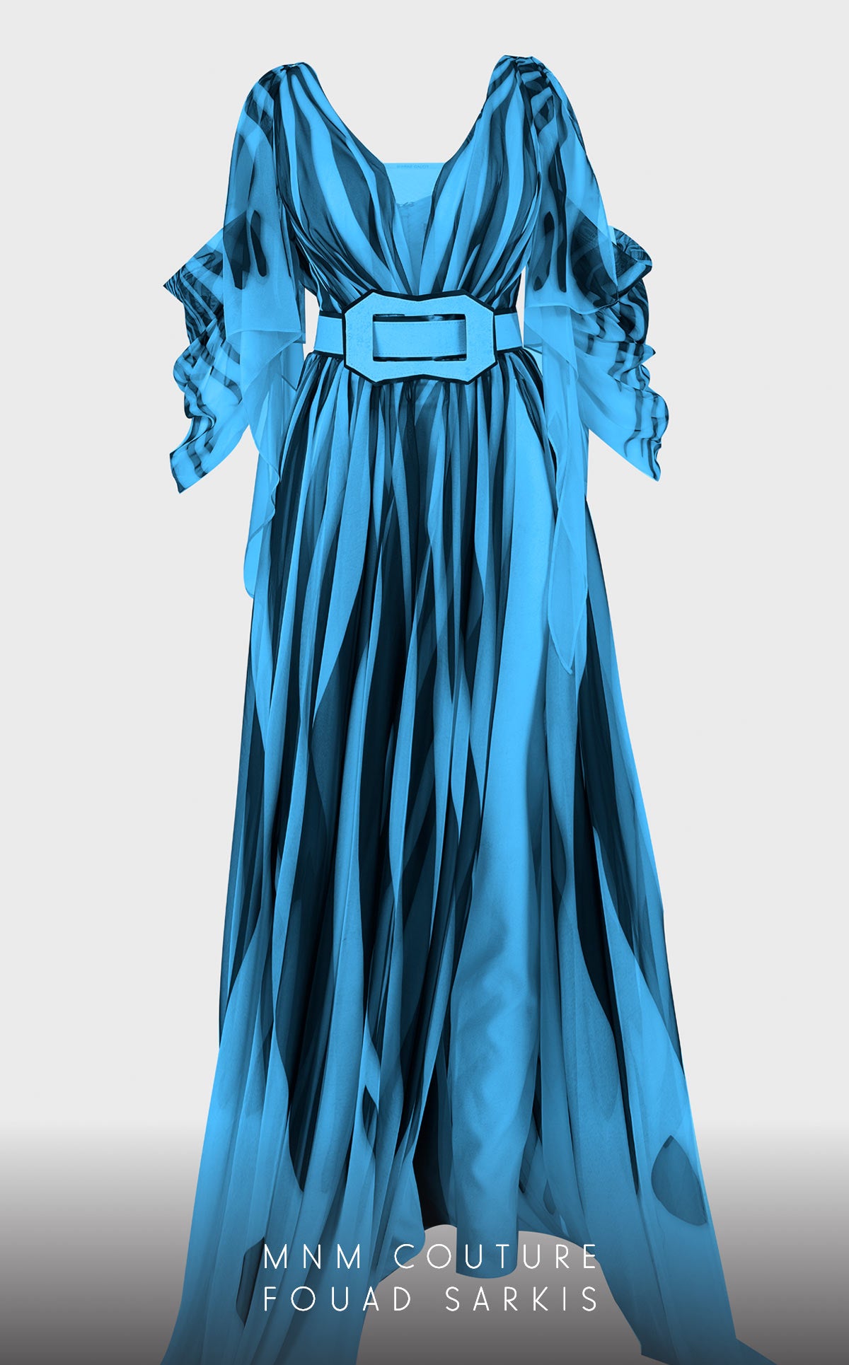 V-Neck Floor-Length Chiffon Formal A-Line MNM Couture 2748