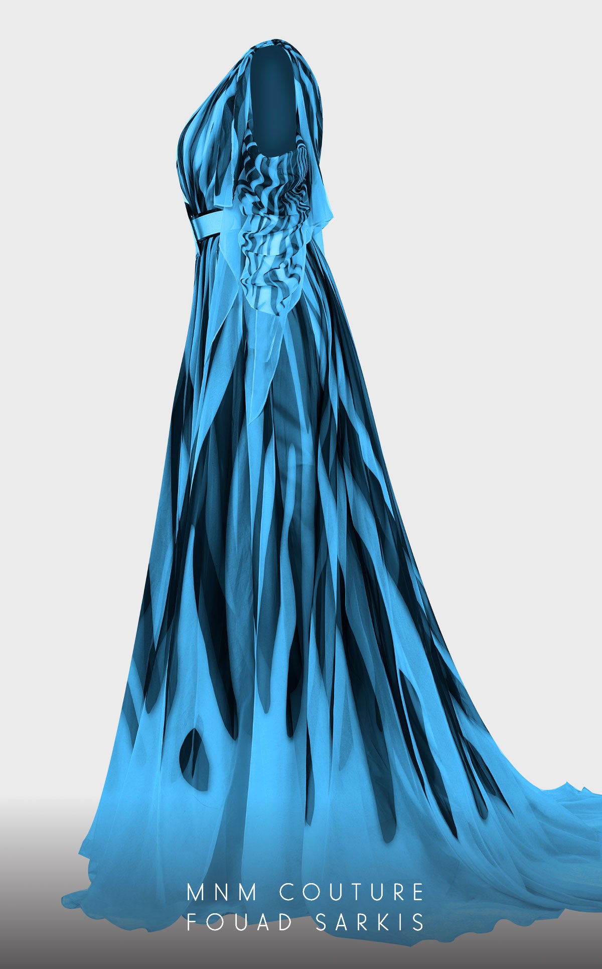 V-Neck Floor-Length Chiffon Formal A-Line MNM Couture 2748
