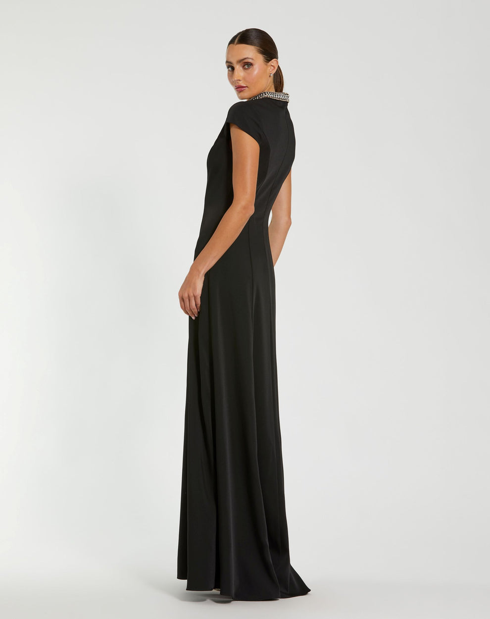 Crew/High-Neck Floor-Length Jersey Formal Sheath/Column Mac Duggal 27564