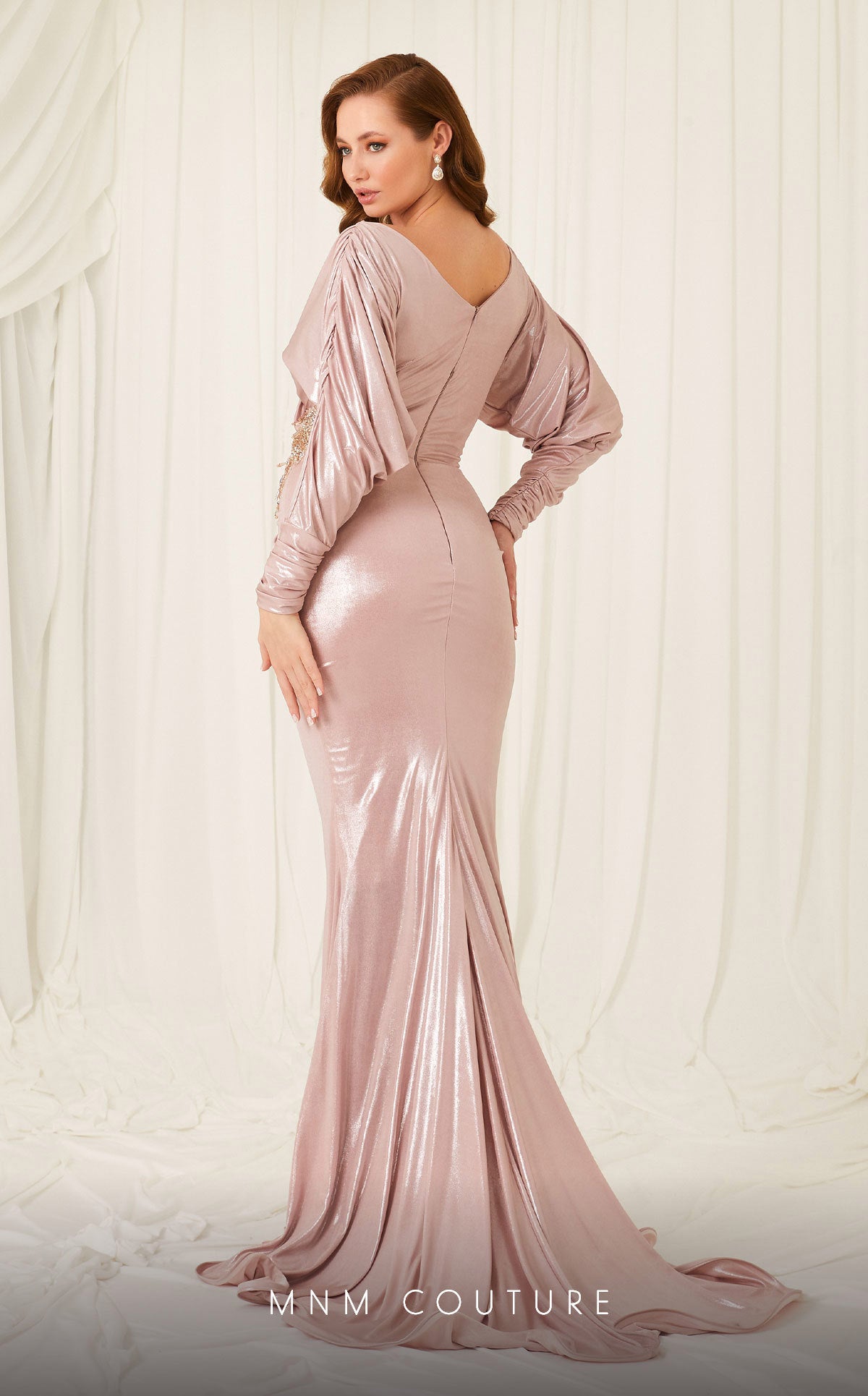 MNM Couture 2756 Long Ruched Mermaid Formal Evening Dress