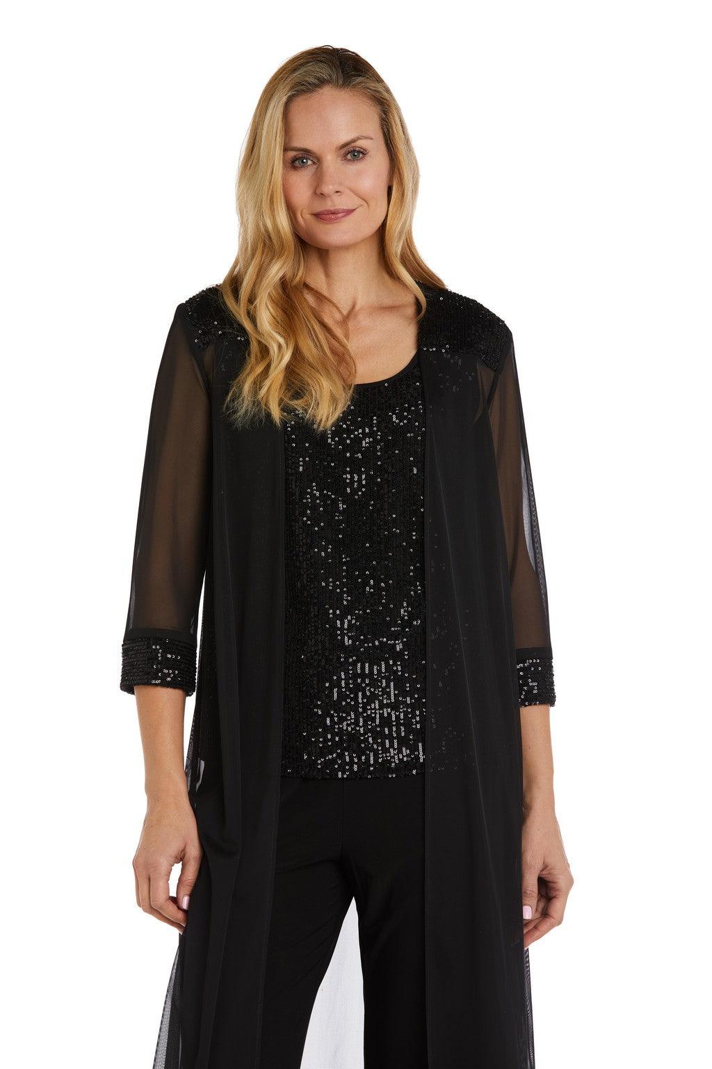 Pant Suit Long Formal Sequined Pant Suit Black