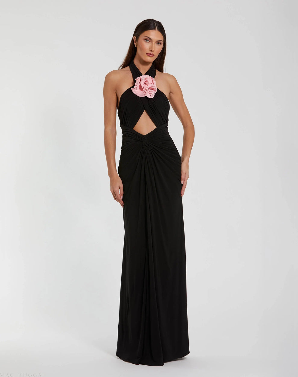 Prom Dresses Long Formal 3D Floral Prom Dress Dress Black Pink