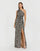 Formal Dresses Slit Long Formal Floral Velvet Sequin Formal Dress Champagne
