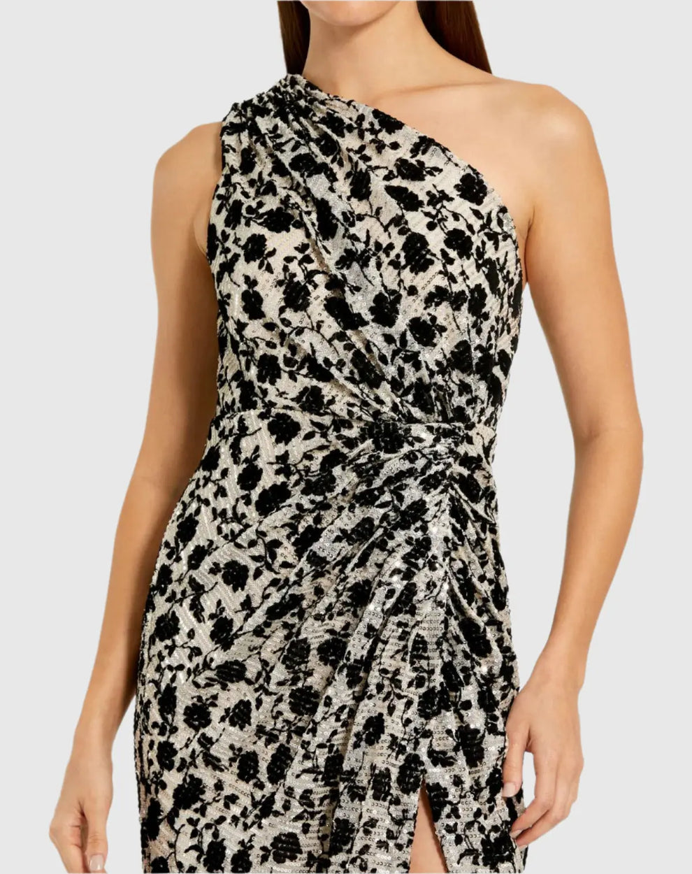 Formal Dresses Slit Long Formal Floral Velvet Sequin Formal Dress Champagne