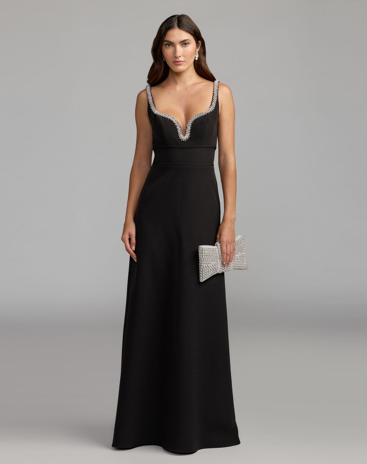 Mac Duggal 27633 Long Evening A Line Formal Dress Black front view