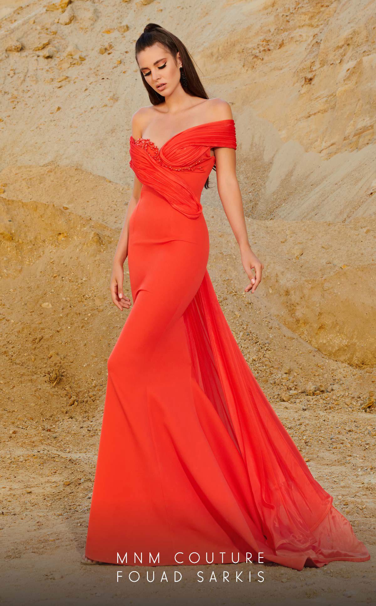 MNM Couture 2769 Fitted Long Ruched Formal Evening Dress