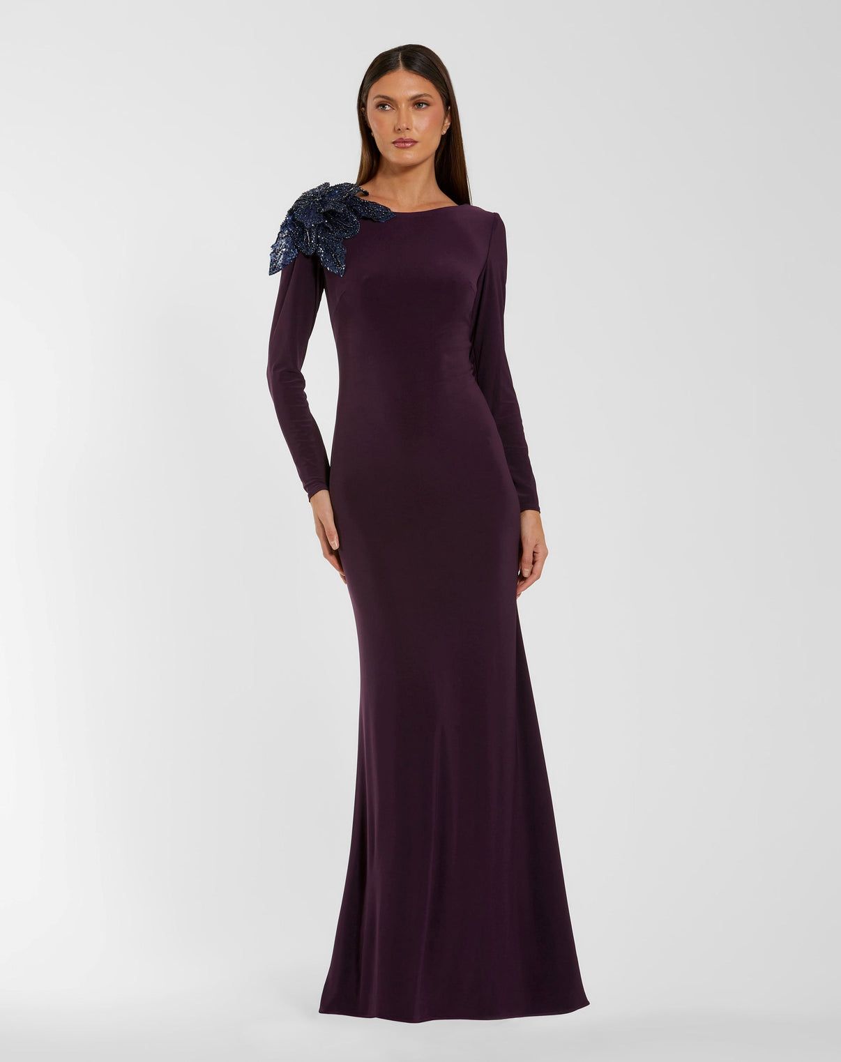One-Shoulder Floor-Length Jersey Formal Sheath Mac Duggal 27705