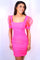 Cocktail Dresses Fitted Short Cocktail Puff Sleeve Mini Dress Hot Pink