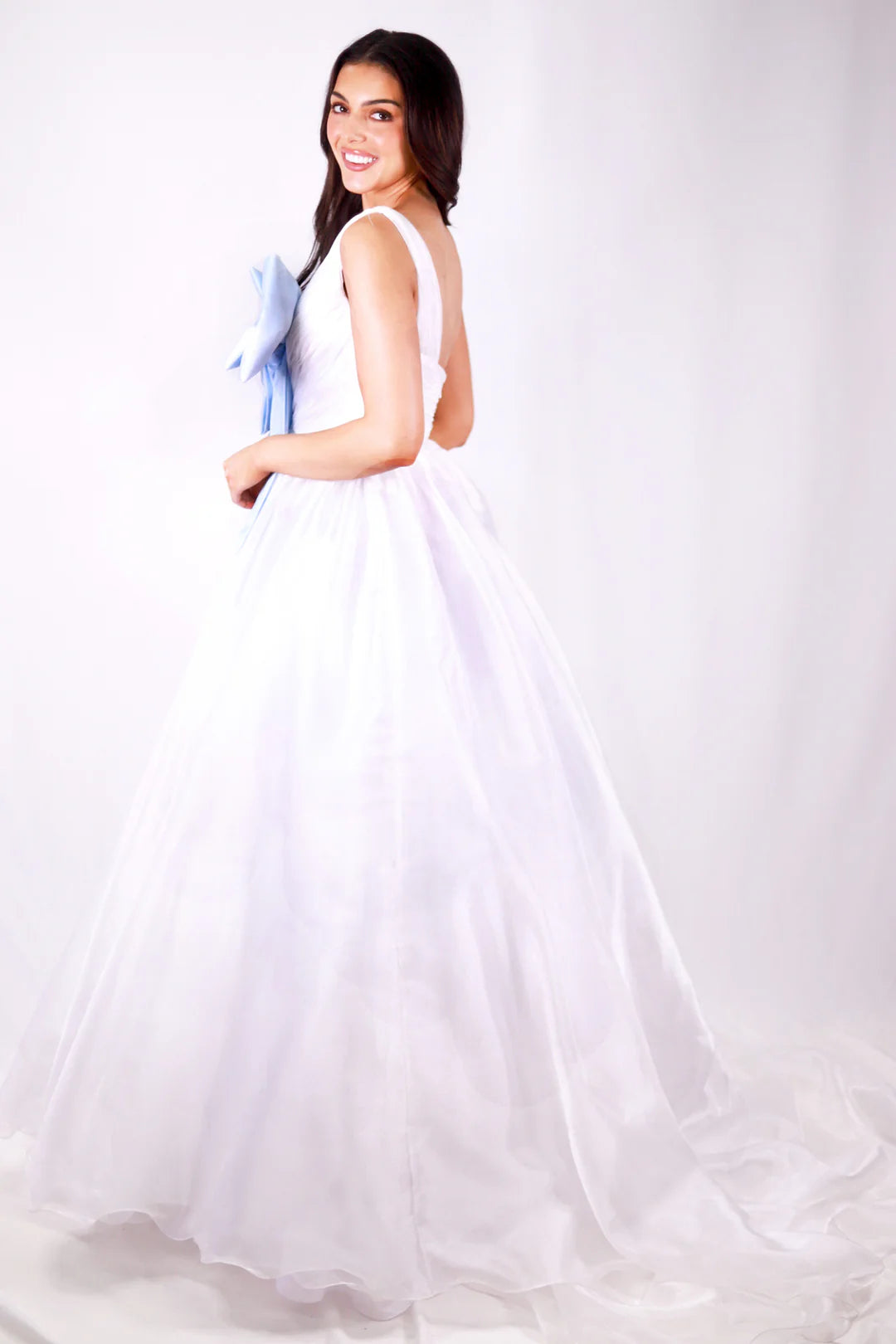 Prom Dresses Long Formal A Line Evening Prom Dress White/Light Blue