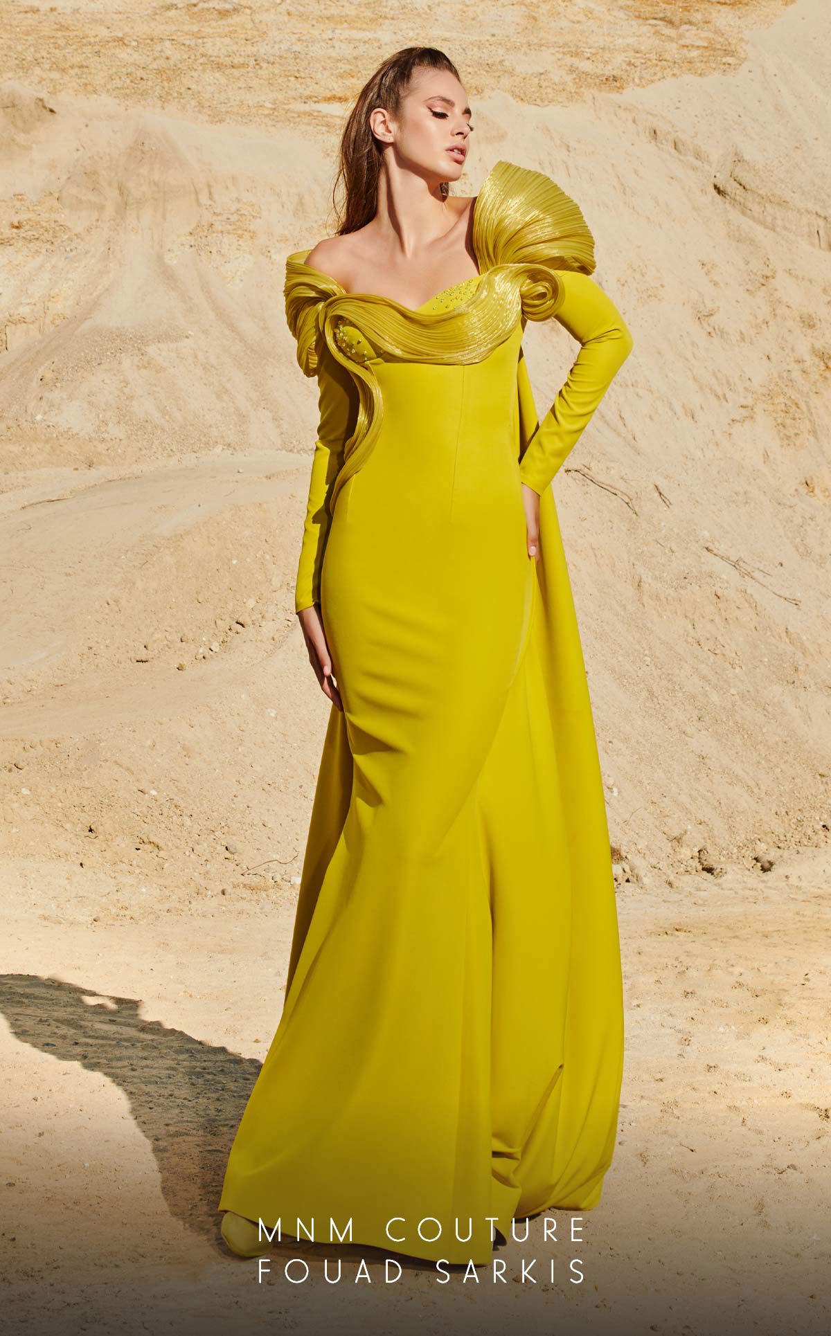 MNM Couture 2773 Beaded Long Ruched Fitted Formal Evening Dress