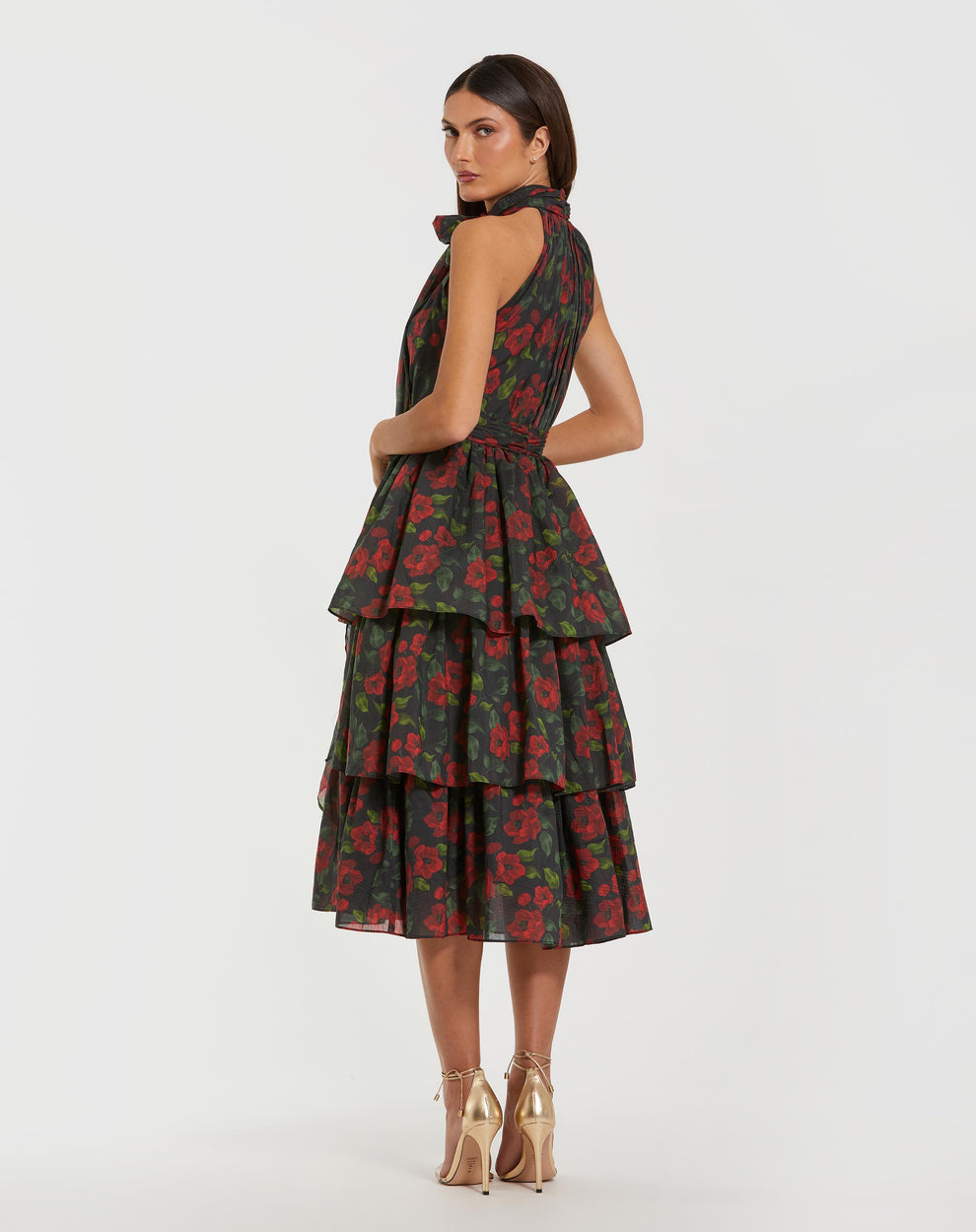 Cocktail Dresses Floral Short Ruffle A Line Cocktail Dress Black Multi