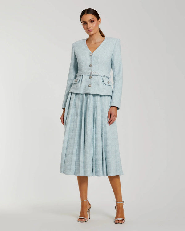Long Sleeve Short Pleated cocktail Dress Mac Duggal 27751