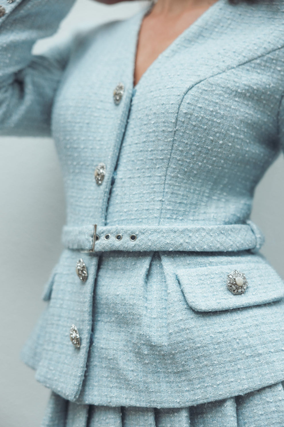 Cocktail Dresses Long Sleeve Short Pleated cocktail Dress Mac Duggal 27751 Powder Blue