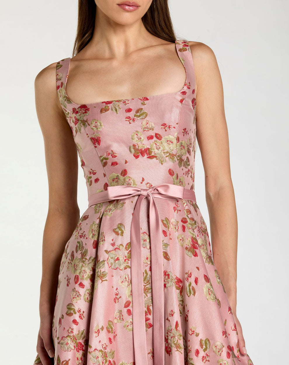 Cocktail Dresses A Line Short Floral Midi Cocktail Dress Mac Duggal 9927767P Pink Multi
