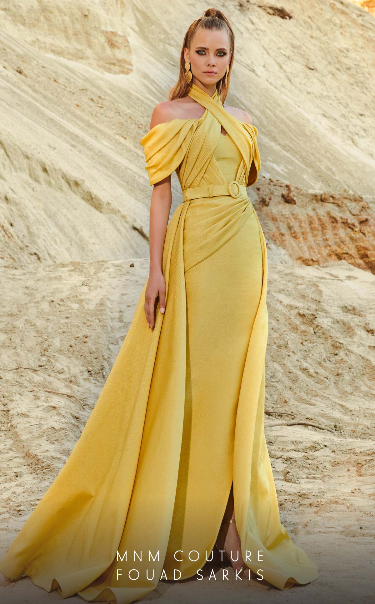 Off-the-Shoulder Floor-Length Satin Formal A-Line MNM Couture 2776