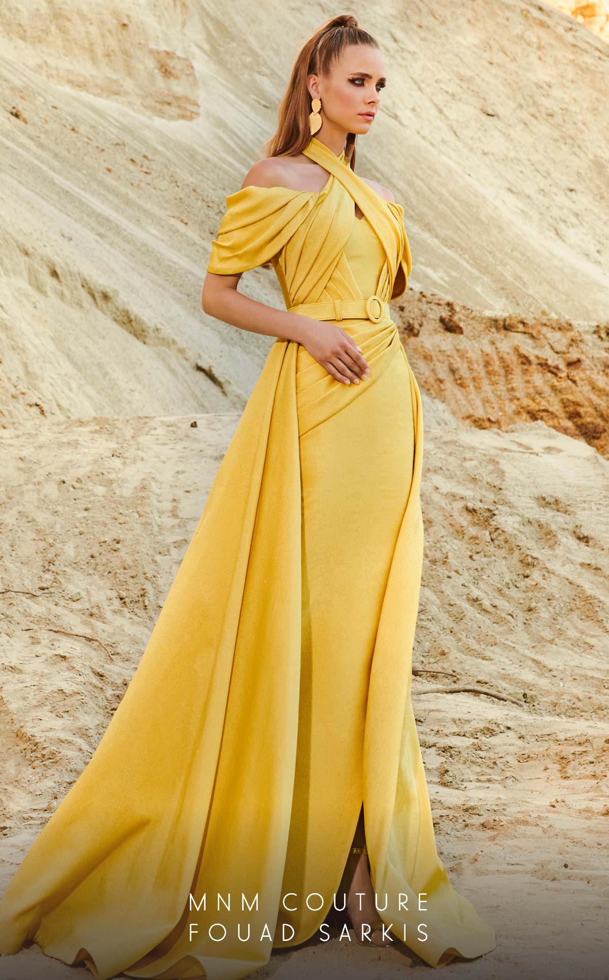 Off-the-Shoulder Floor-Length Satin Formal A-Line MNM Couture 2776