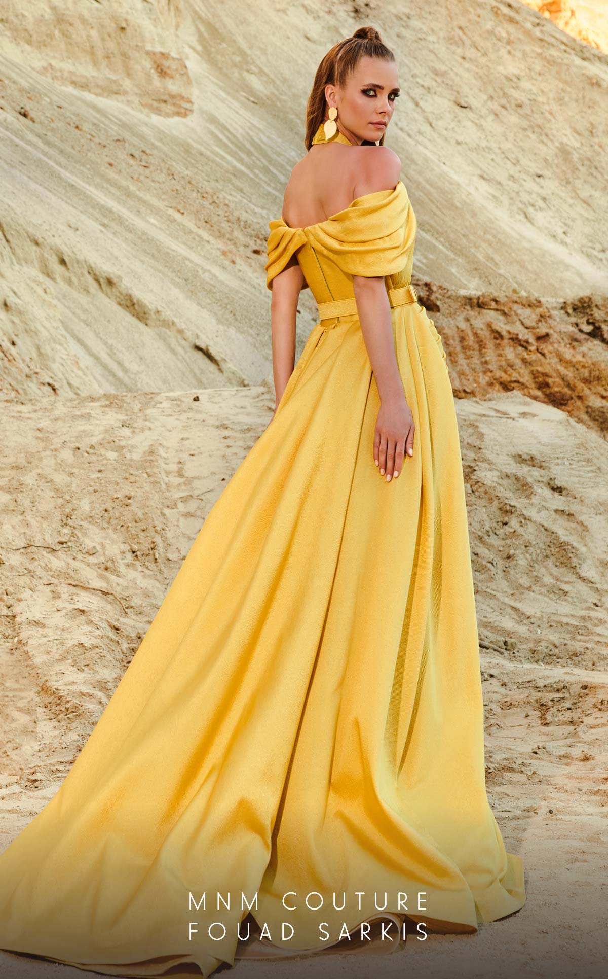 Off-the-Shoulder Floor-Length Satin Formal A-Line MNM Couture 2776