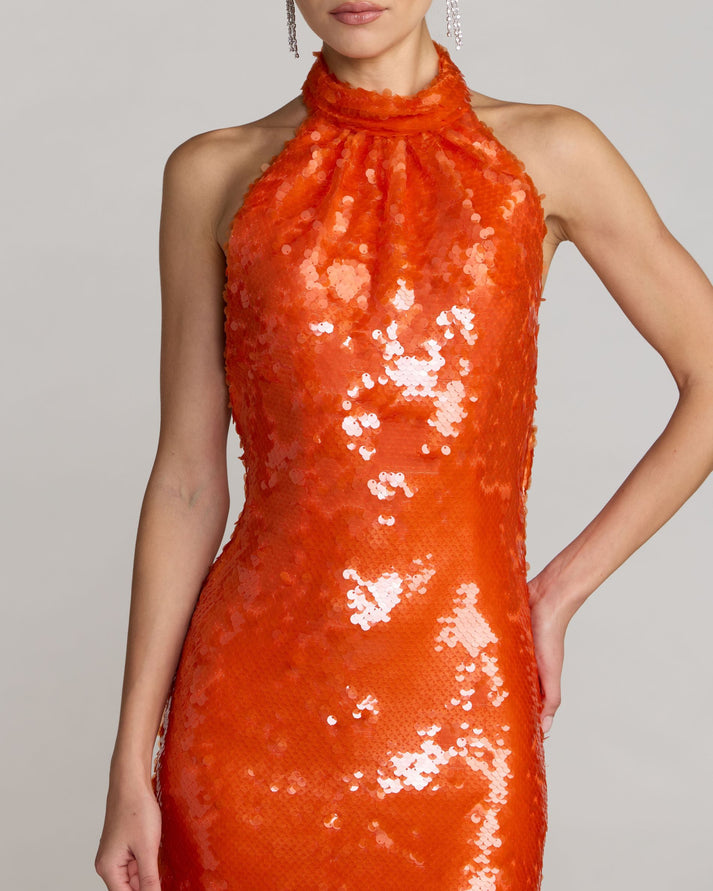 Prom Dresses Fitted Long Formal Sequin Prom Dress Mac Duggal 27794 Tangerine