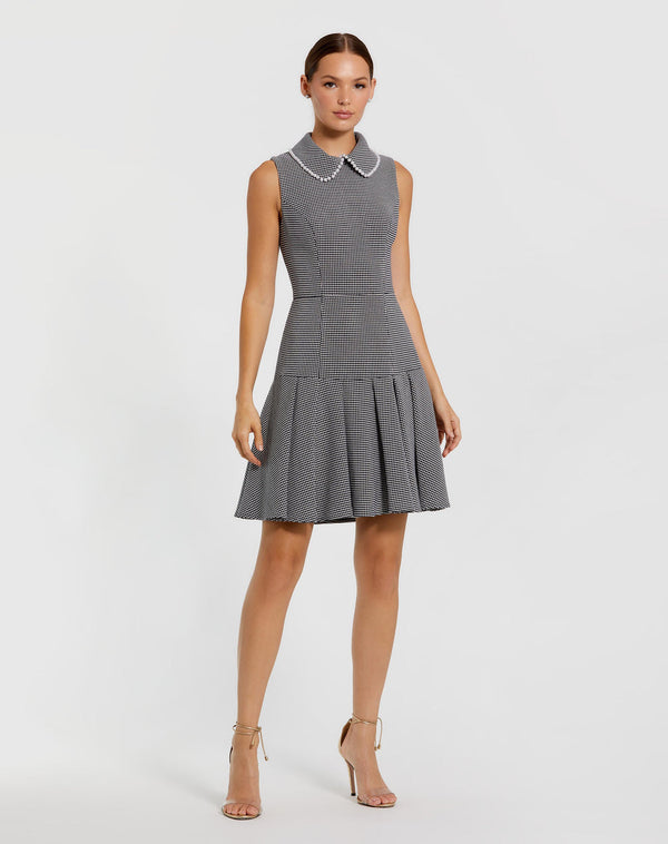 Short Pleated Dress Collared Mini Cocktail Mac Duggal 27795