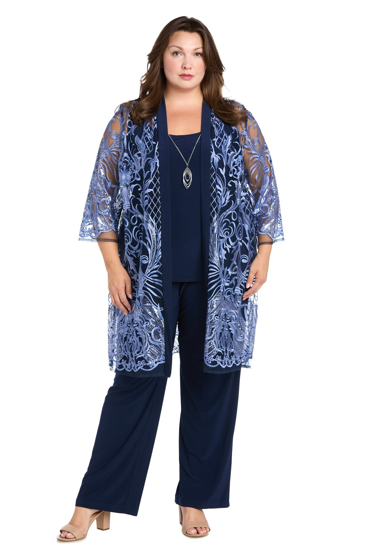 R&M Richards 2779W Sequin Plus Size Mother of the Bride Jacket Pant Suit