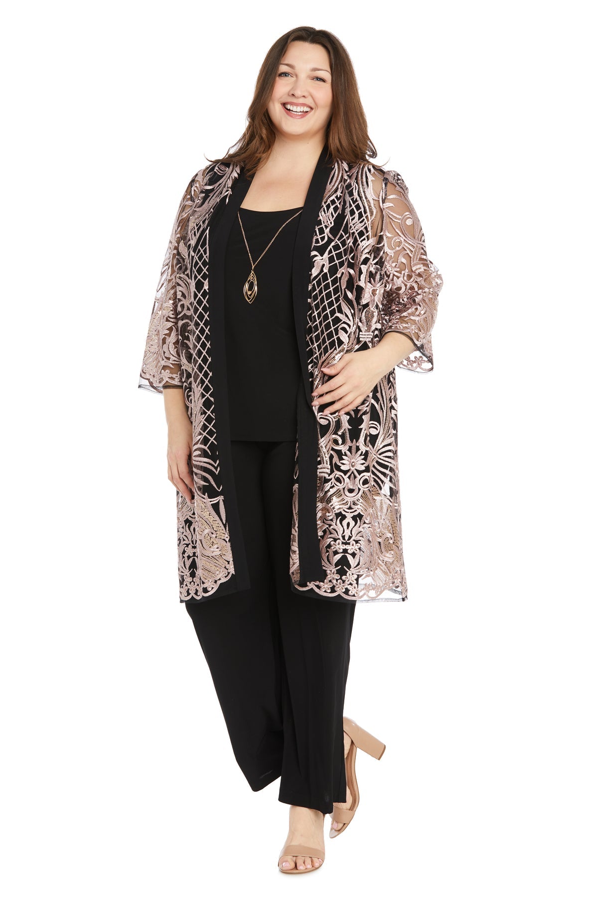 R&M Richards 2779W Sequin Plus Size Mother of the Bride Jacket Pant Suit