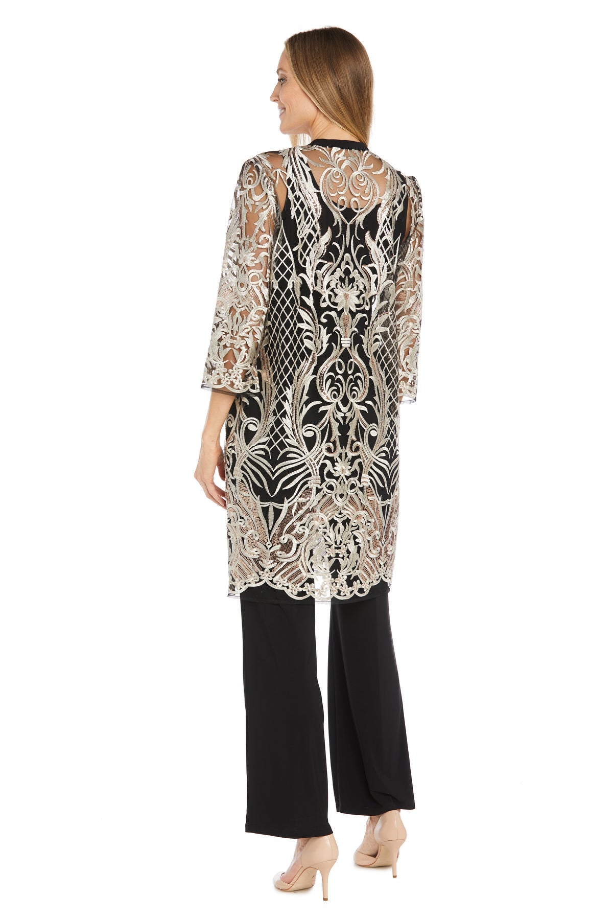 R&M Richards 2779 Long Sequin Formal Lace Pant Suit