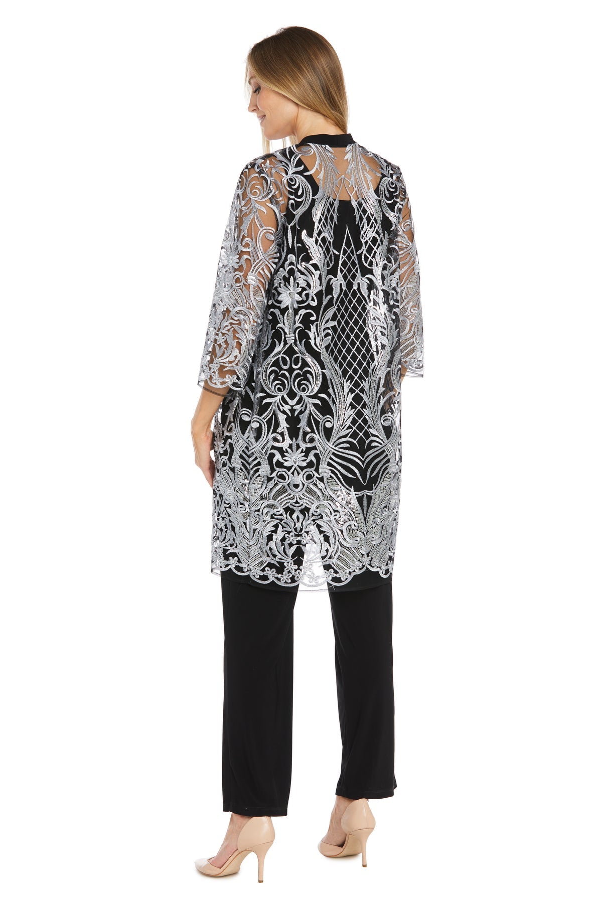 R&M Richards 2779 Long Sequin Formal Lace Pant Suit