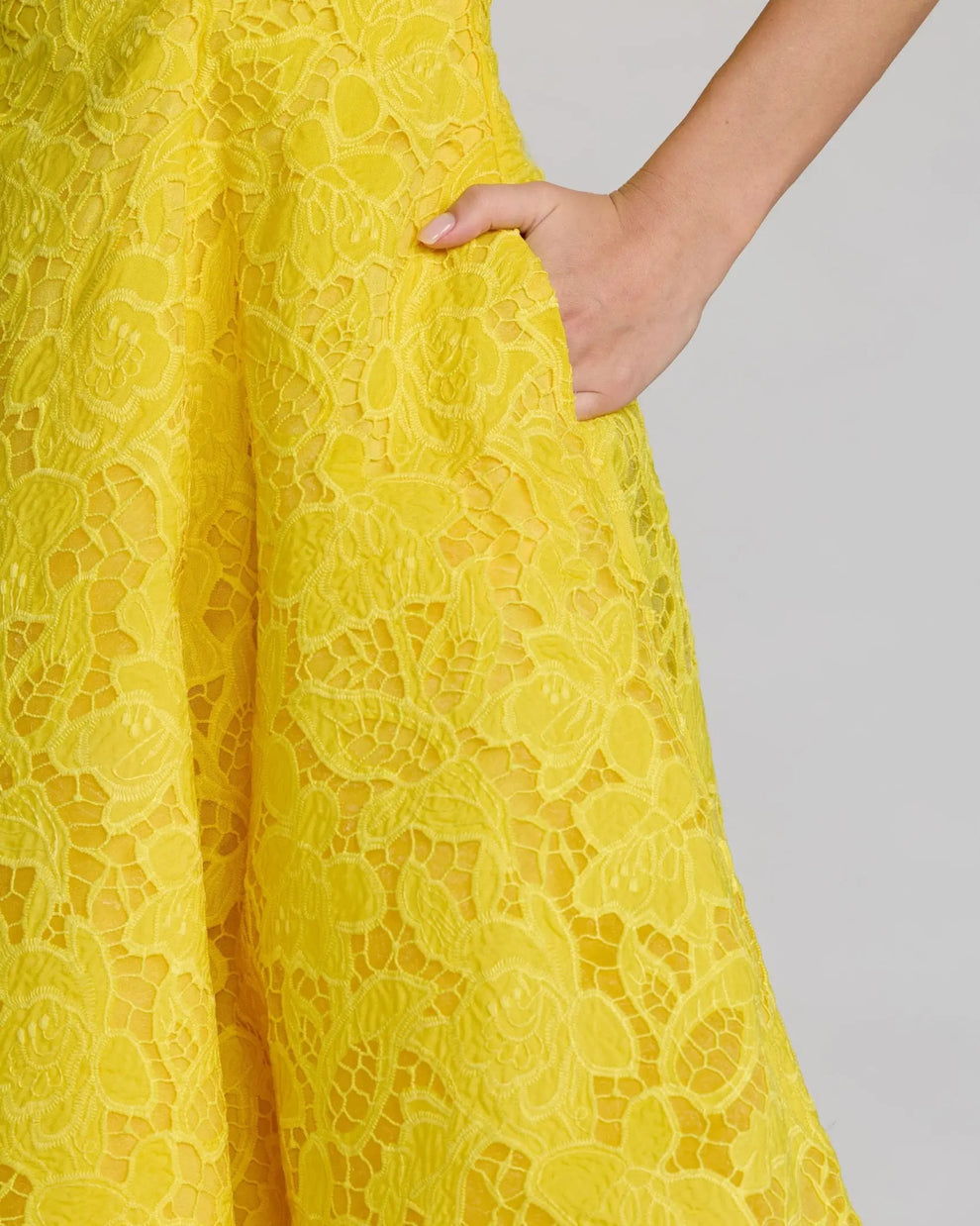 Square Tea-Length Lace Formal Fit & Flare Mac Duggal 27801
