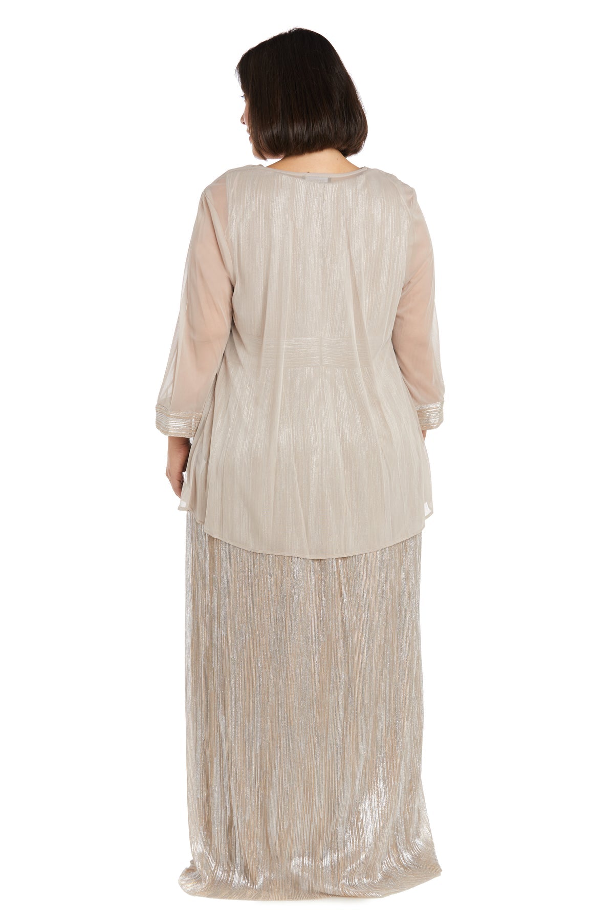 Plus Size Formal Dresses Two Piece Long Formal Plus Size Jacket Dress Champagne/Silver