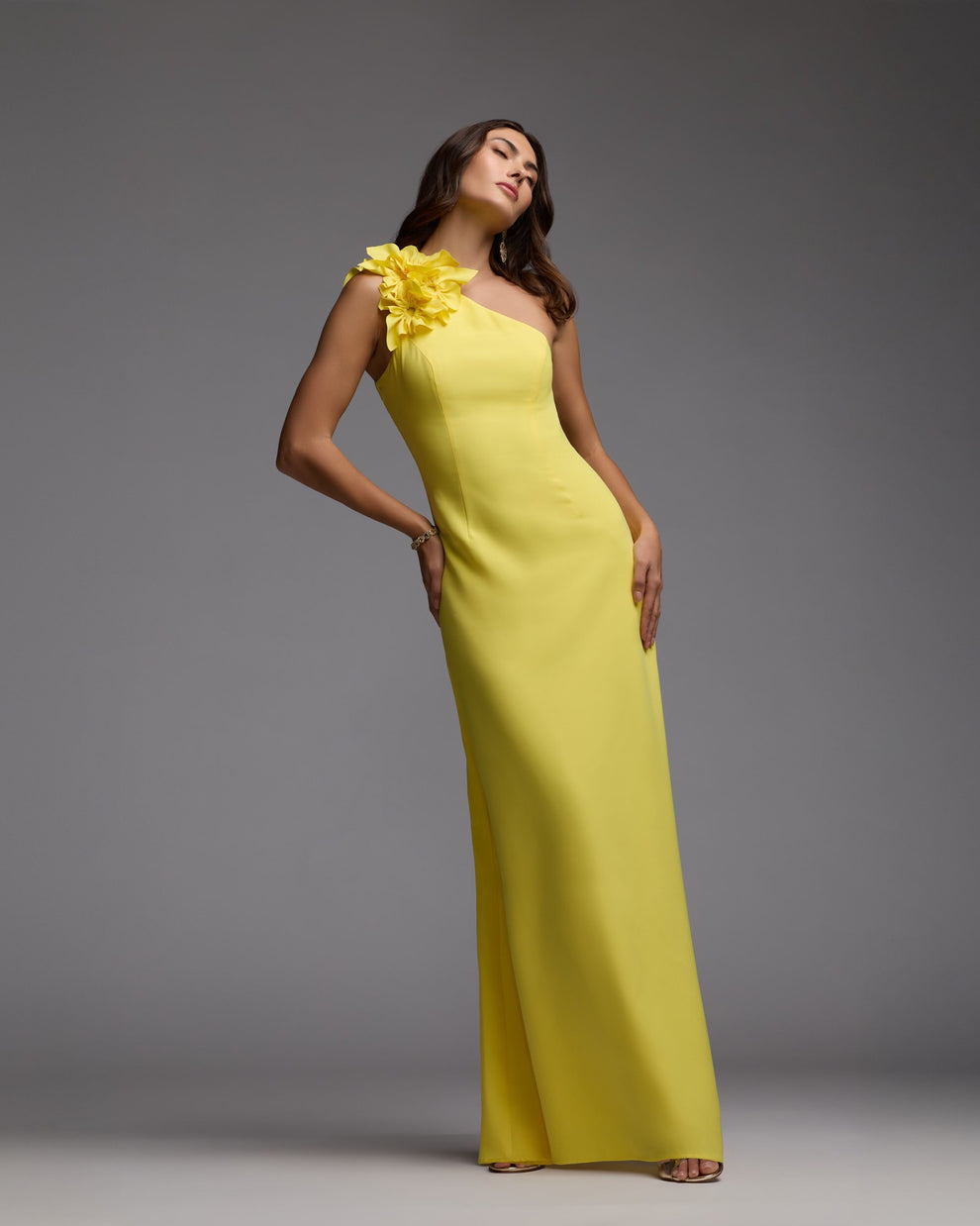 One-Shoulder Floor-Length Crepe Evening Sheath/Column Mac Duggal 27825