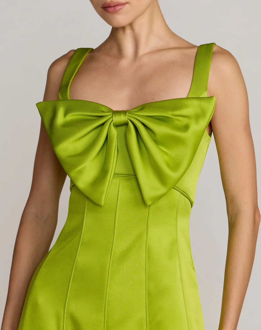 Square Neck Tea-Length Satin Formal A-Line Dress Mac Duggal 27826