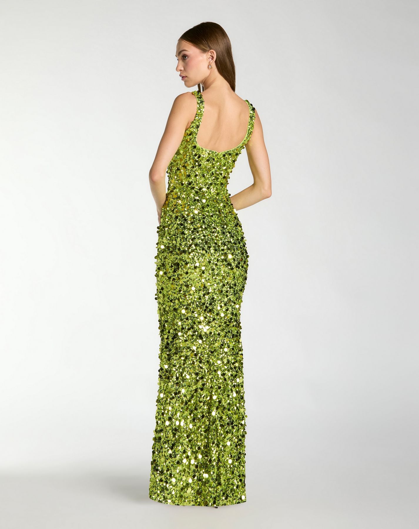 Prom Dresses Long Sequin Prom Dress - Fitted Formal - Mac Duggal 27838 Apple Green-Mesh-27838-Sequin
