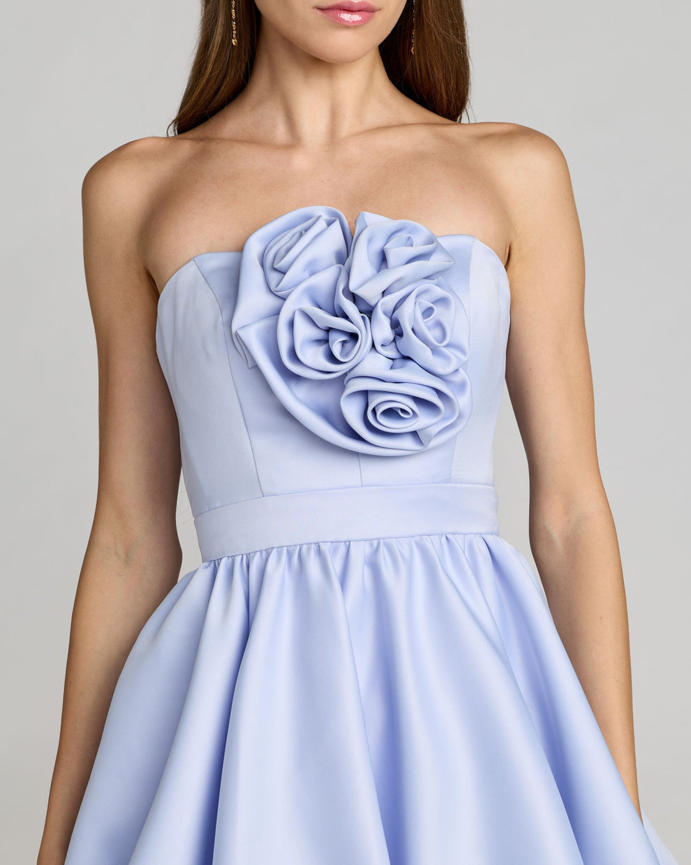 Cocktail Dresses Short 3D Floral Applique Mini Cocktail Dress Mac Duggal 27843 Powder Blue