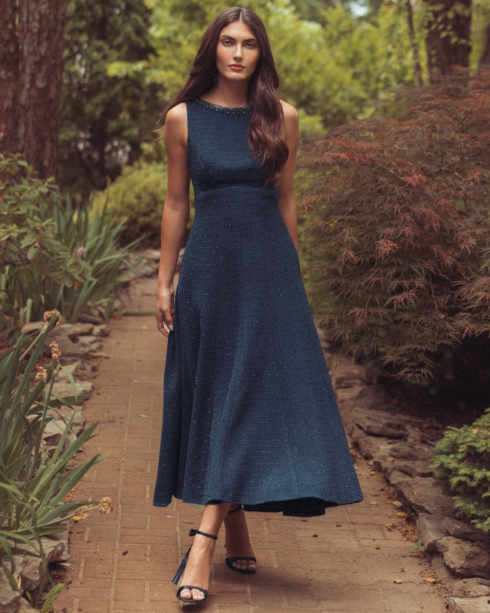 Bateau Midi Crepe Cocktail A-Line Mac Duggal 27870