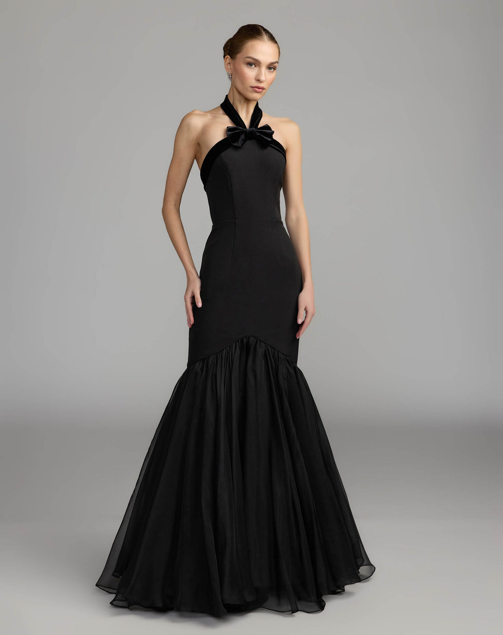 Halter Floor-Length Satin Evening Mermaid Mac Duggal 27874