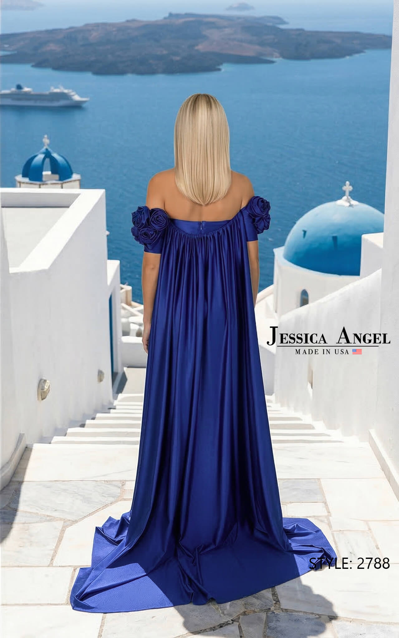 Off-the-Shoulder Floor-Length with Train Jersey Formal Sheath/Column Jessica Angel 2788