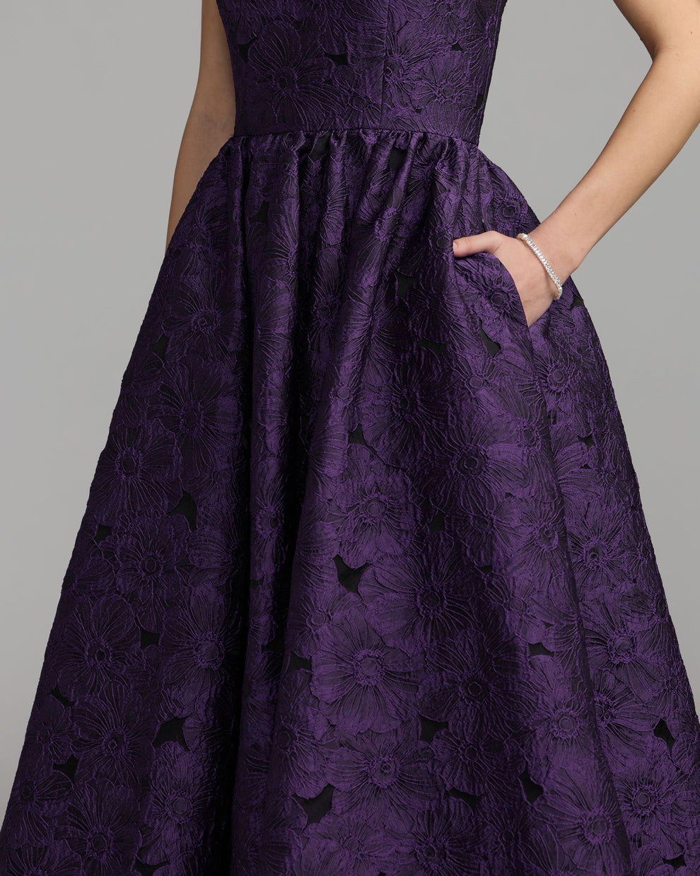 Strapless Curved Neck Floor-Length Lace Cocktail A-Line Mac Duggal 27880