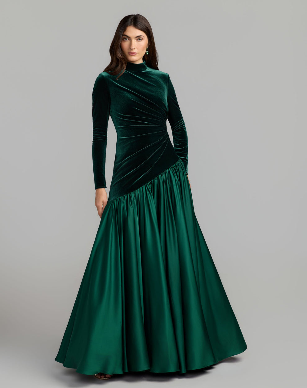 Crew High-Neck Floor-Length Velvet Evening Ball Gown Mac Duggal 27897