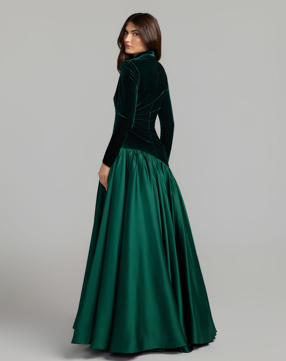 Crew High-Neck Floor-Length Velvet Evening Ball Gown Mac Duggal 27897