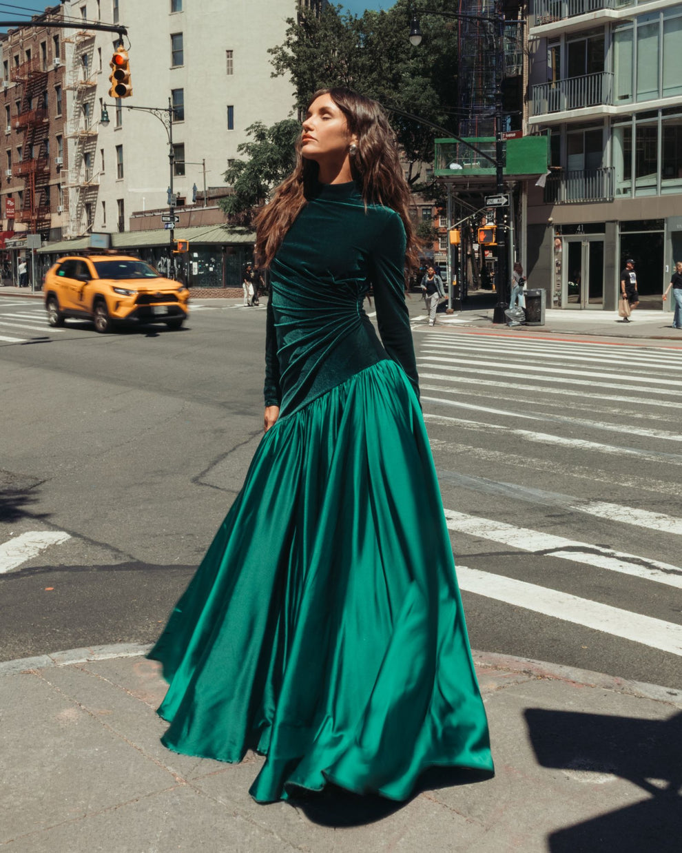 Crew High-Neck Floor-Length Velvet Evening Ball Gown Mac Duggal 27897