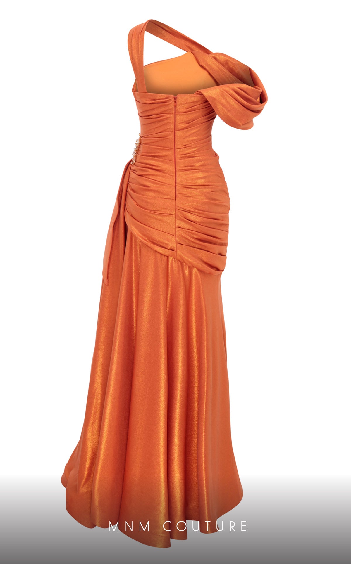 One-Shoulder Floor-Length Satin Formal Mermaid MNM Couture 2792