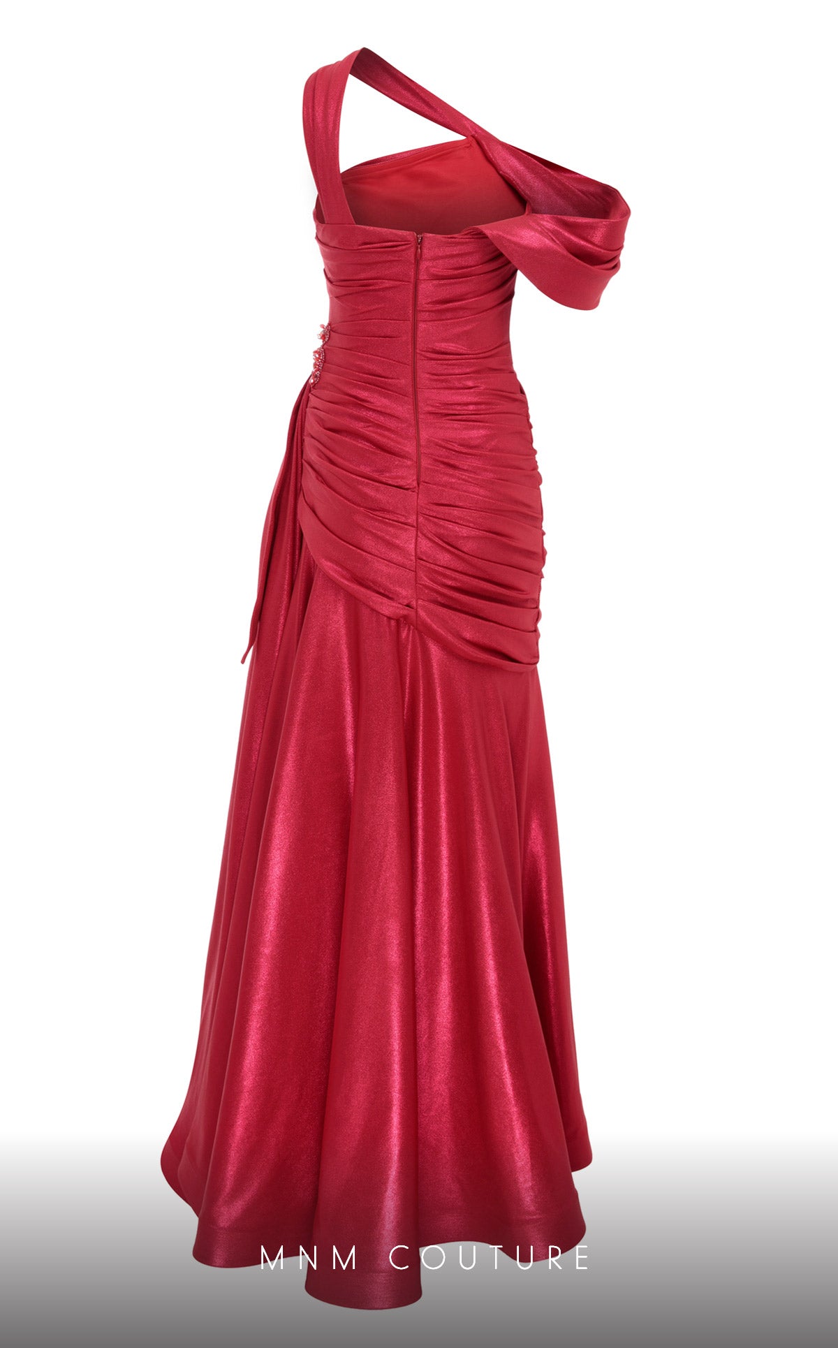 One-Shoulder Floor-Length Satin Formal Mermaid MNM Couture 2792