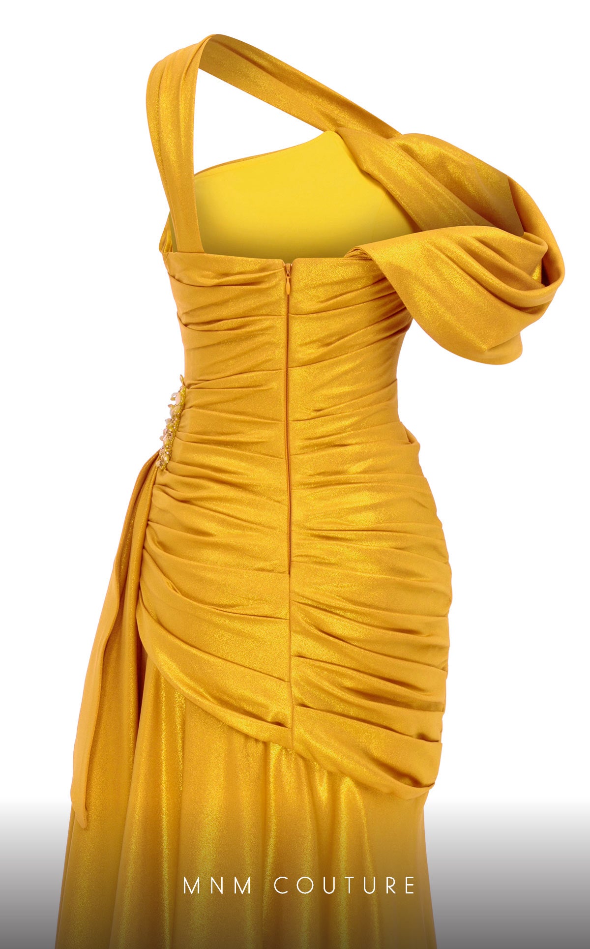 One-Shoulder Floor-Length Satin Formal Mermaid MNM Couture 2792